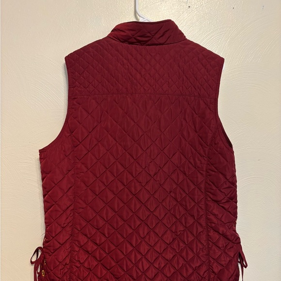 Cambridge Dry Goods Quilted Vest Sherpa Lined Lace-Up Sides Women’s Large Maroon - Picture 8 of 8